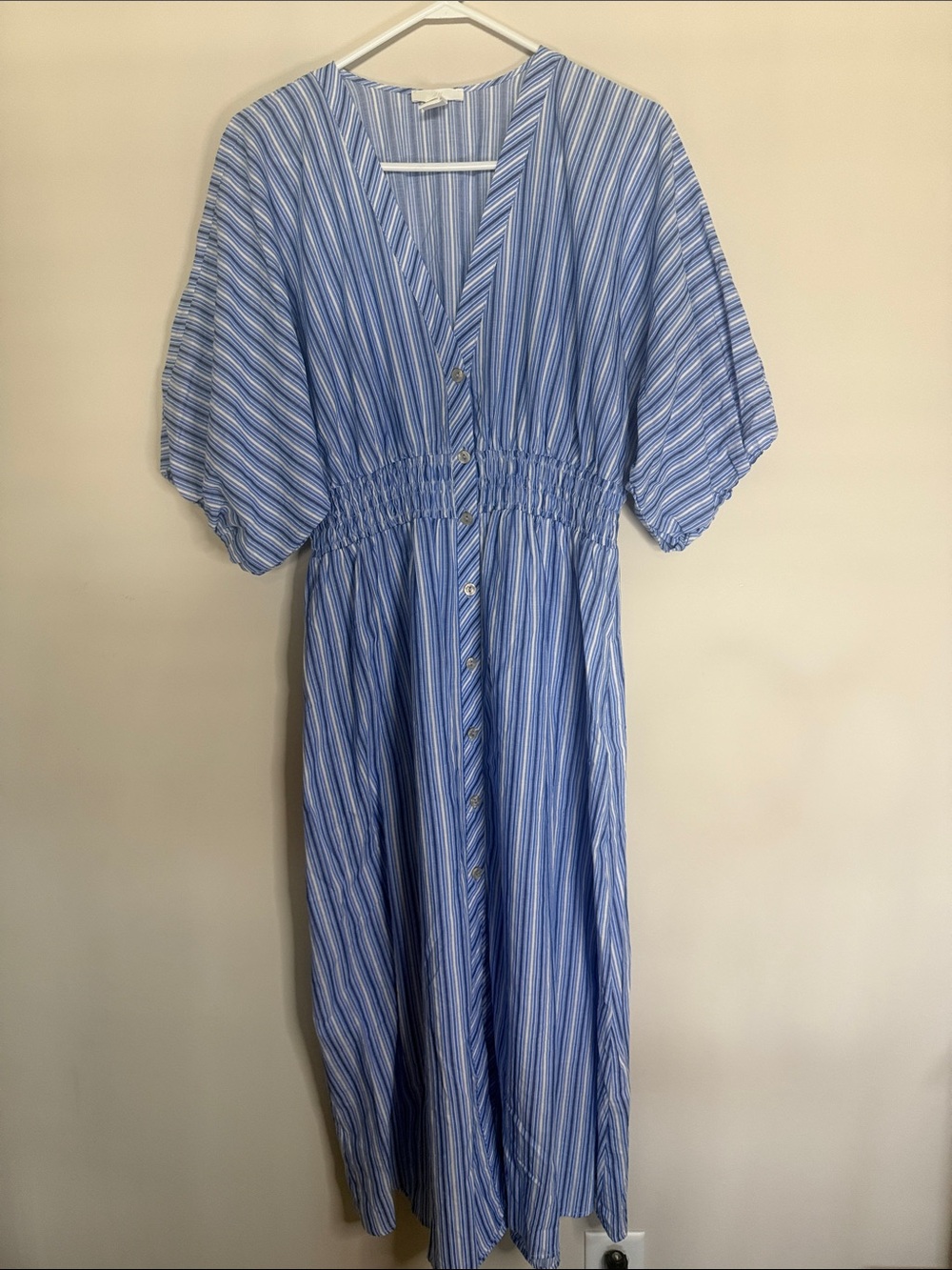 H&M Light Blue and White Striped Maxi Dress
